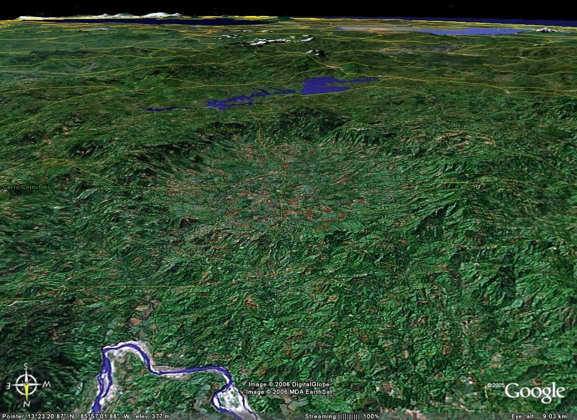Blick auf den Pantasma-Krater von N, Quelle: earth.google.com